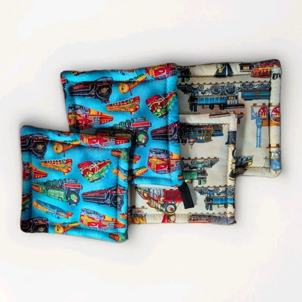 Lot Of 4 Vintage Train Pot Holders With Hook Passed 6 X 6